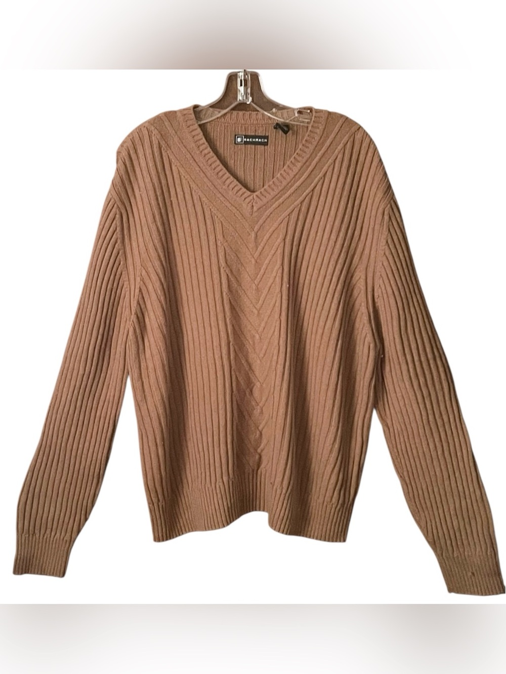 Bacharch Electric grandpa preppy slouchy V-neck cable front sweater. SZ.XXL